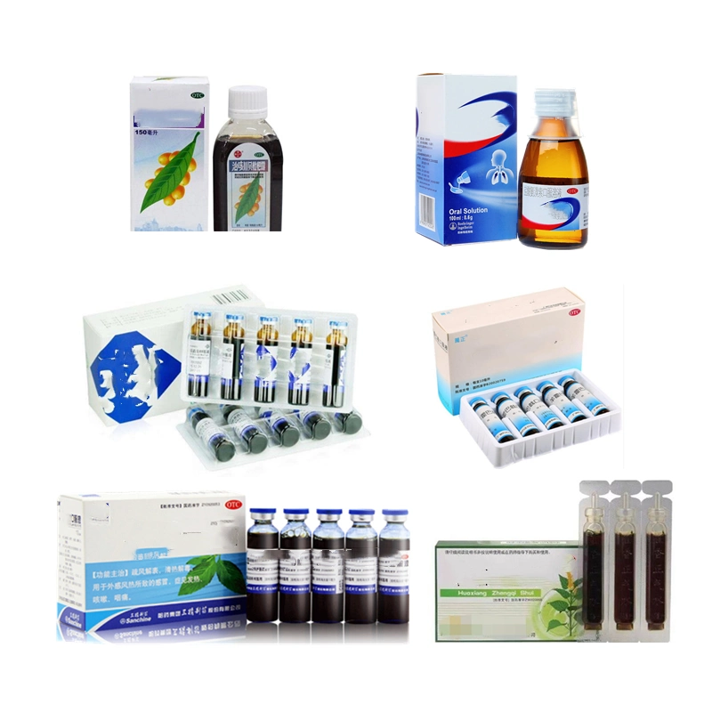 High Speed Oral Solution Plastic/Glass Bottle Filling Packing Machine &amp; Box Cartoner with Instruction Paper Folder Machine